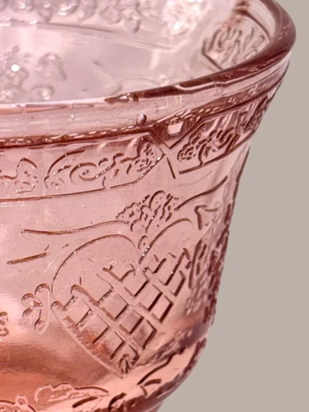 Federal Glass Sharon Cabbage Rose Pink Depression Glass Sugar Creamer Set c1930s